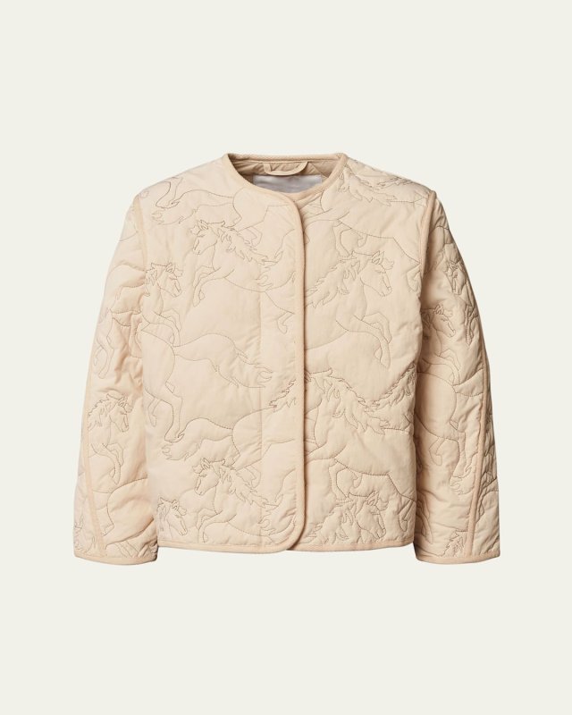 Girl's Holley Quilted Horse Jacket, Size 3-